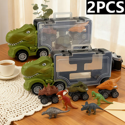 T-Rex Dinosaur Car Playset for Kids – Large Dino Truck with Mini Dinosaur Cars Figures & Accessories, Boys Dino Vehicle Toy Birthday Gift Ages 3 4 5 6