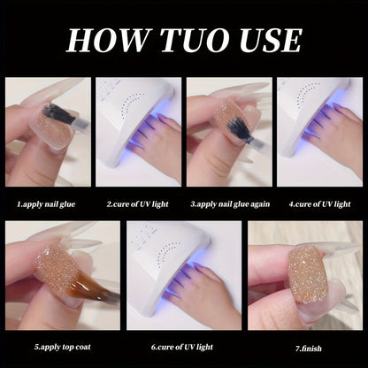 Glitter Gel Nail Polish Set 5 Colors Pastel Sparkling Diamond Shimmer – Soak-Off LED UV Semi-Permanent Gel Varnish Photo Frame Bottle Spring Summer Nail Art Kit for Women Home Salon Manicure Gift