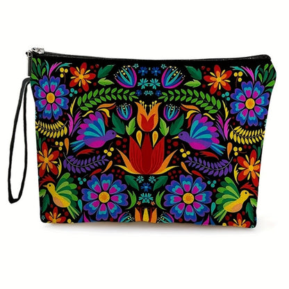 Travel Makeup Bag 4-Pack Set Large Capacity Cosmetic Organizer with Zipper Floral & Cute Animal Print Toiletry Pouch for Women Girls Vacation Business Trip Daily Use Gift