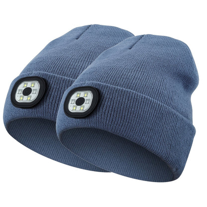 LED Knit Beanie with USB Rechargeable Lights – Light-Up Acrylic Knit Hat for Running, Hiking & Outdoor Activities, Stretchy Unisex Winter Beanie with Built-In LED Headlamp, Lightweight & Warm