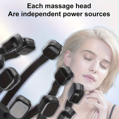 Electric Scalp Massager – 8-Finger USB Rechargeable Head Massager with 3 Massage Modes, Portable Stress Relief & Hair Growth Stimulator, Handheld Scalp Scratcher for Men Women Home & Office Use