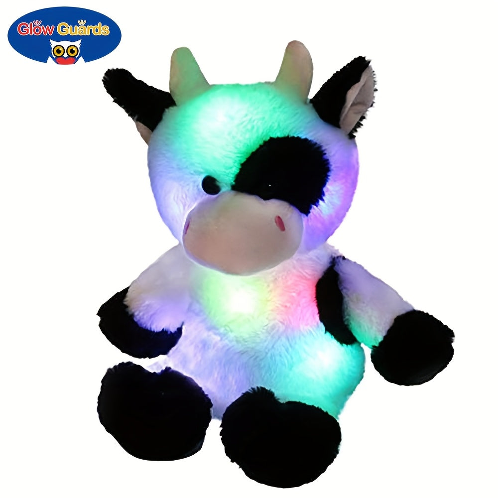 Glowing Highland Cow Plush Toy with Music No Battery Needed — Rhythmic Breathing Light Soft Stuffed Animal Calming Night Light for Baby Toddler Kids, Baby Shower Birthday Christmas Gift