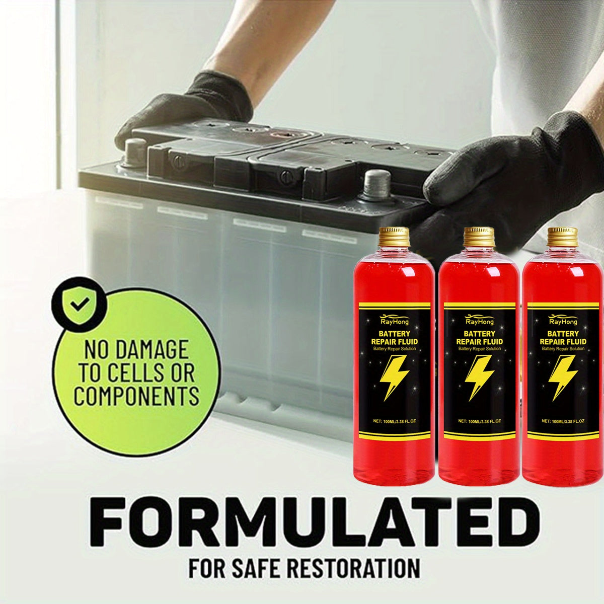 3pcs Battery Repair Fluid, Low Odor, No Fragrance, Suitable for Metal Surface, Battery Repair, Electric Vehicle Battery Performance Maintenance Fluid, Suitable for All Models, Battery Maintenance, Vehicle Care, Odorless Formula, Nontoxic Solution