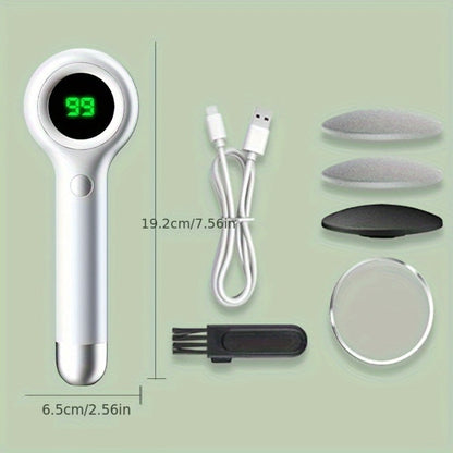 Electric Callus Remover for Feet - Rechargeable Foot File with 3 Interchangeable Heads, 2 Speed Settings & Built-in Vacuum, Professional Pedicure Tool for Smooth Soft Skin