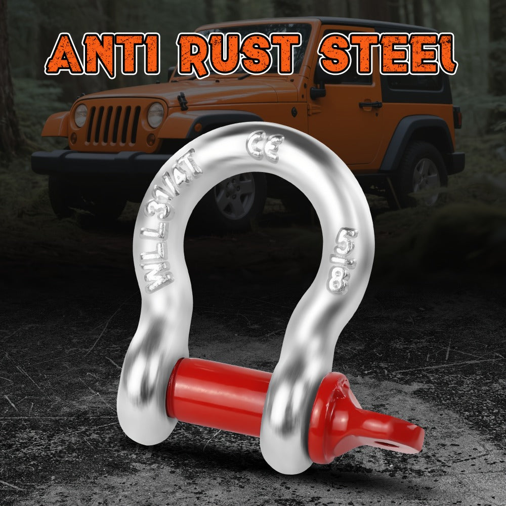 Recovery Tow Strap Kit 45000 LBS Break Strength – 7/8" x 30ft Polyester Rope, 2 D-Ring Shackles, Reflective Flag & Storage Bag, for Truck Jeep SUV ATV UTV Boat Off-Road
