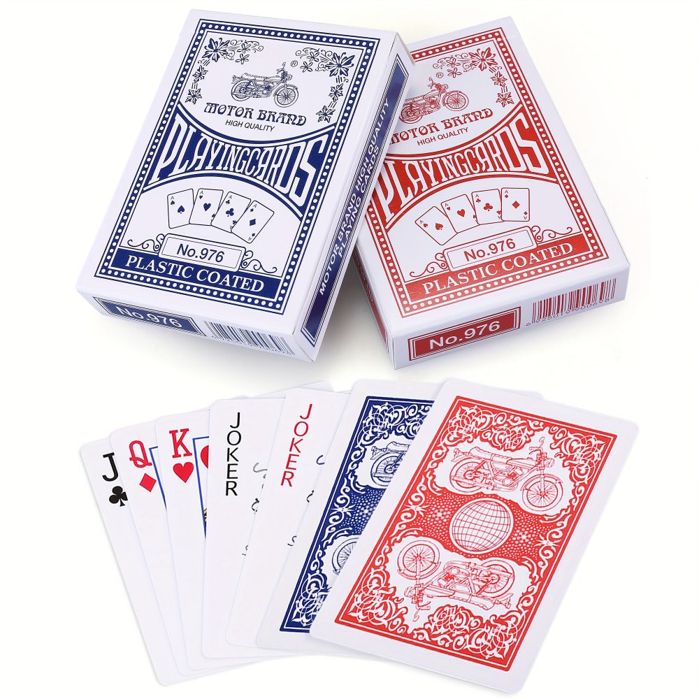 Bulk Playing Cards 24 Decks Pack 12 Blue & 12 Red Plastic-Coated Poker Size Standard Index – 52 Cards + 2 Jokers Each for Poker Family Games Party Casino Night Gift