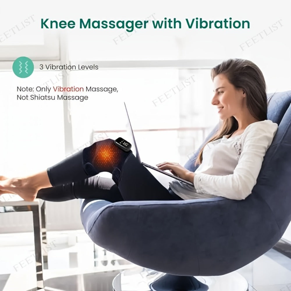 Knee Massager with Heat – 3-Level Heating Pad for Knee Pain Relief, Joint & Muscle Warmth, Anti-Slip Breathable Knee Brace for Men & Women