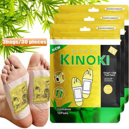 Foot Detox Pads 30 Pack Bamboo Vinegar Ginger Powder Natural Plant Ingredient Deep Cleansing Moisturizing Patches – Overnight Foot Massage Relaxation for Home Office Travel, Self-Care Wellness Gift
