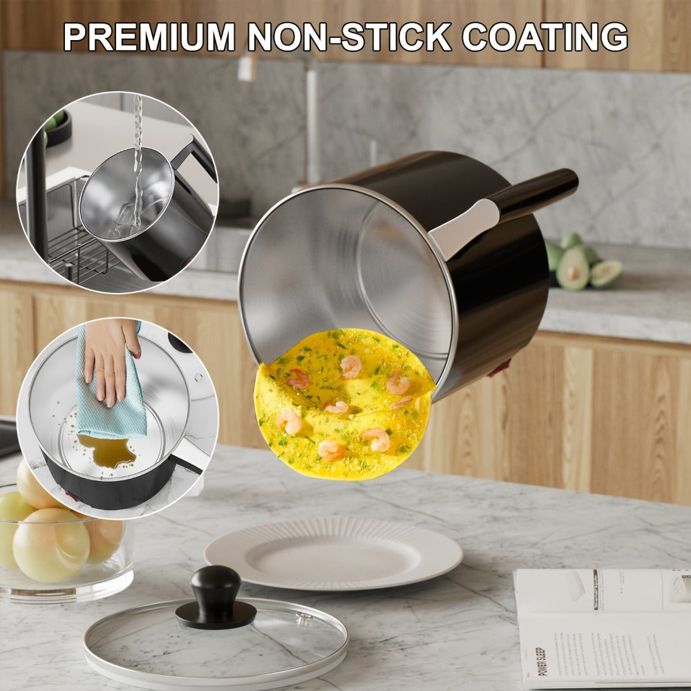 Electric Hot Pot 1.5L Non-Stick Saucepan – Portable Mini Electric Cooker for Noodles, Pasta, Eggs, Steak & Ramen | Fast Heating, Dorm & Travel Friendly