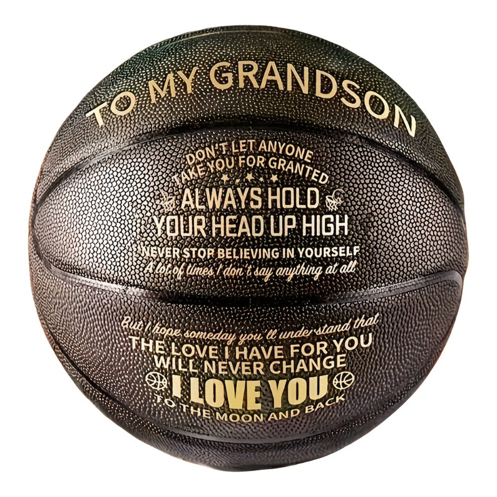 Personalized Basketball Gift for Son & Grandson Standard Size with Pump To My Son To My Grandson Heartfelt Message Sports Birthday Christmas Holiday Gift for Boys Teens