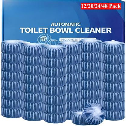 Blue Automatic Toilet Bowl Cleaner Tablets 20/24/48pcs - Low Odor Fresh Scent Powerful Stain Removal Long-Lasting Deodorizer, Safe for Plastic Surfaces, Easy Use for Home & RV Toilet Cleaning