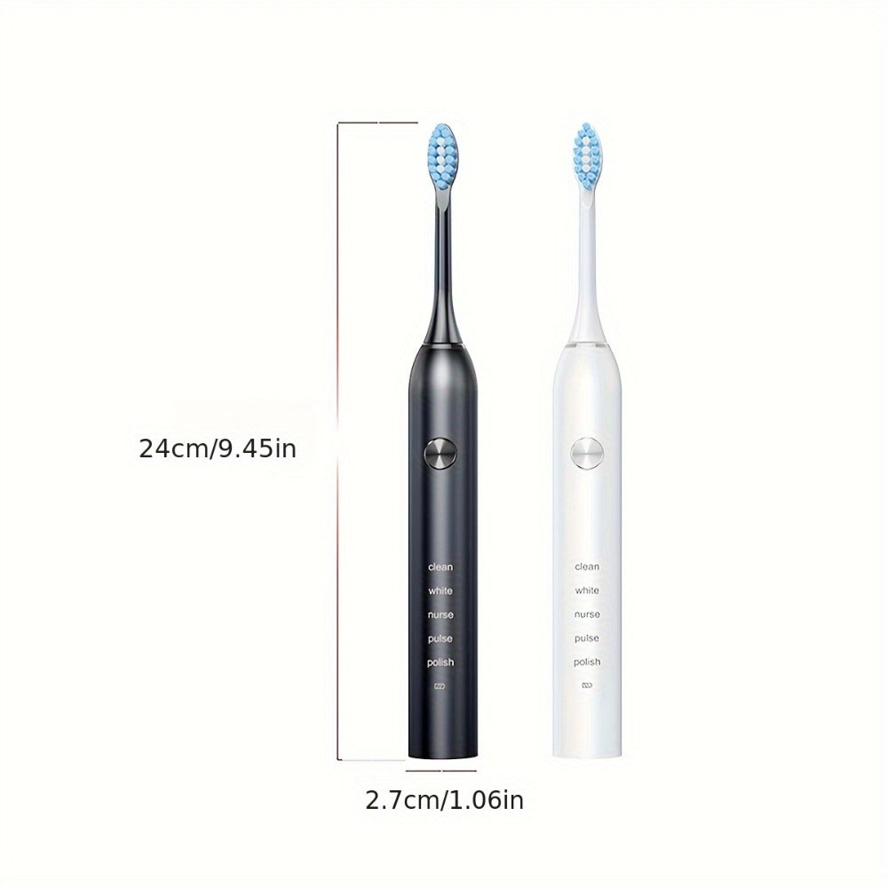 Sonic Electric Toothbrush – 5 Vibration Modes, Soft Bristle, Type-C Fast Charging, Waterproof, Deep Clean & Teeth Whitening Rechargeable Power Toothbrush for Men & Women, 4 or 8 Brush Heads