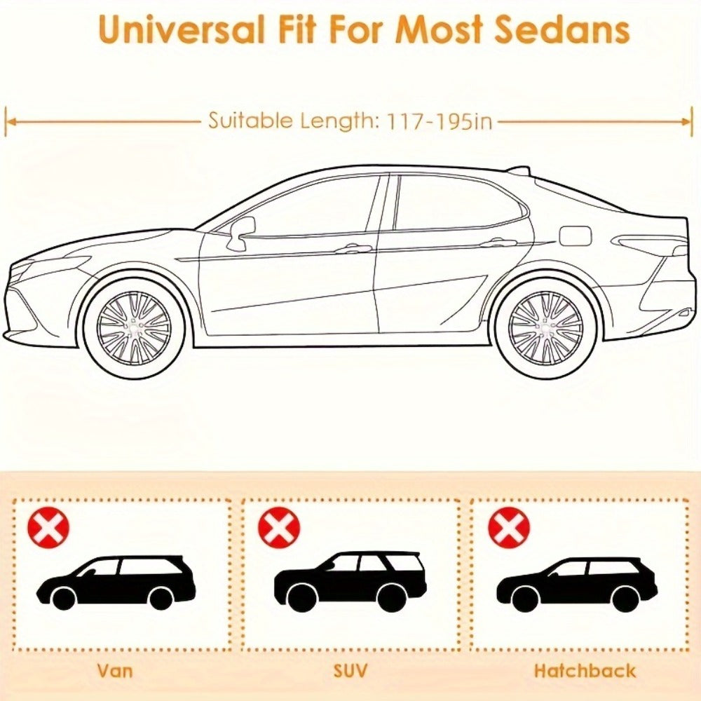 Full Car Cover 3-Layer 190T Waterproof All-Weather UV Snow Dust Protection with Reflective Strips – Silver, XL & XXL, Indoor Outdoor Universal Fit Sedan SUV