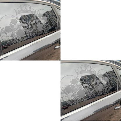 Reflective Silver2pcs Set, Gothic Car Window Full Cover Skull Decal, Easy to Install, UV Resistant, Scary Silvery Black Skeleton Window Decal, Halloween Car Decorations