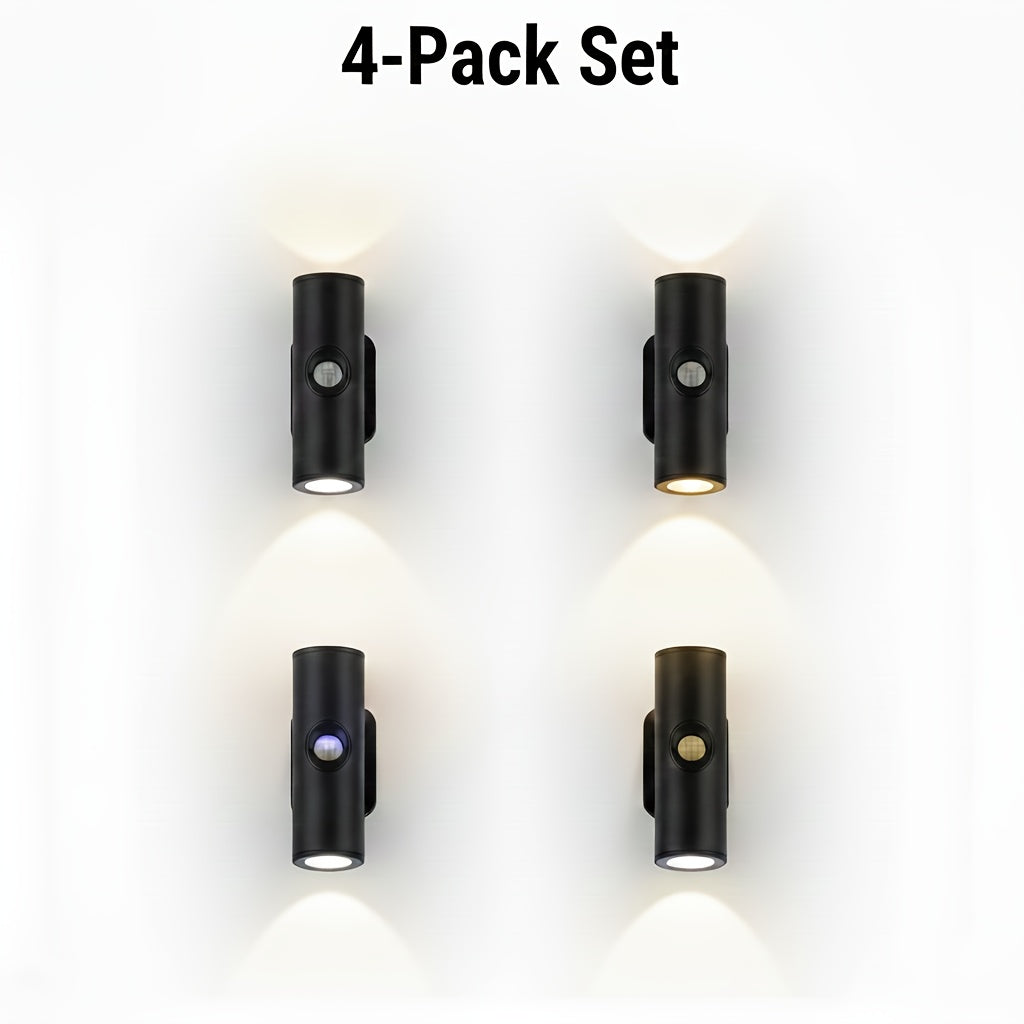 4pcs Dual Head Motion Sensor Wall Lights Rechargeable Magnetic Interior RV Night Light 3 Colors RGB for Bedroom Stairs Cabinet