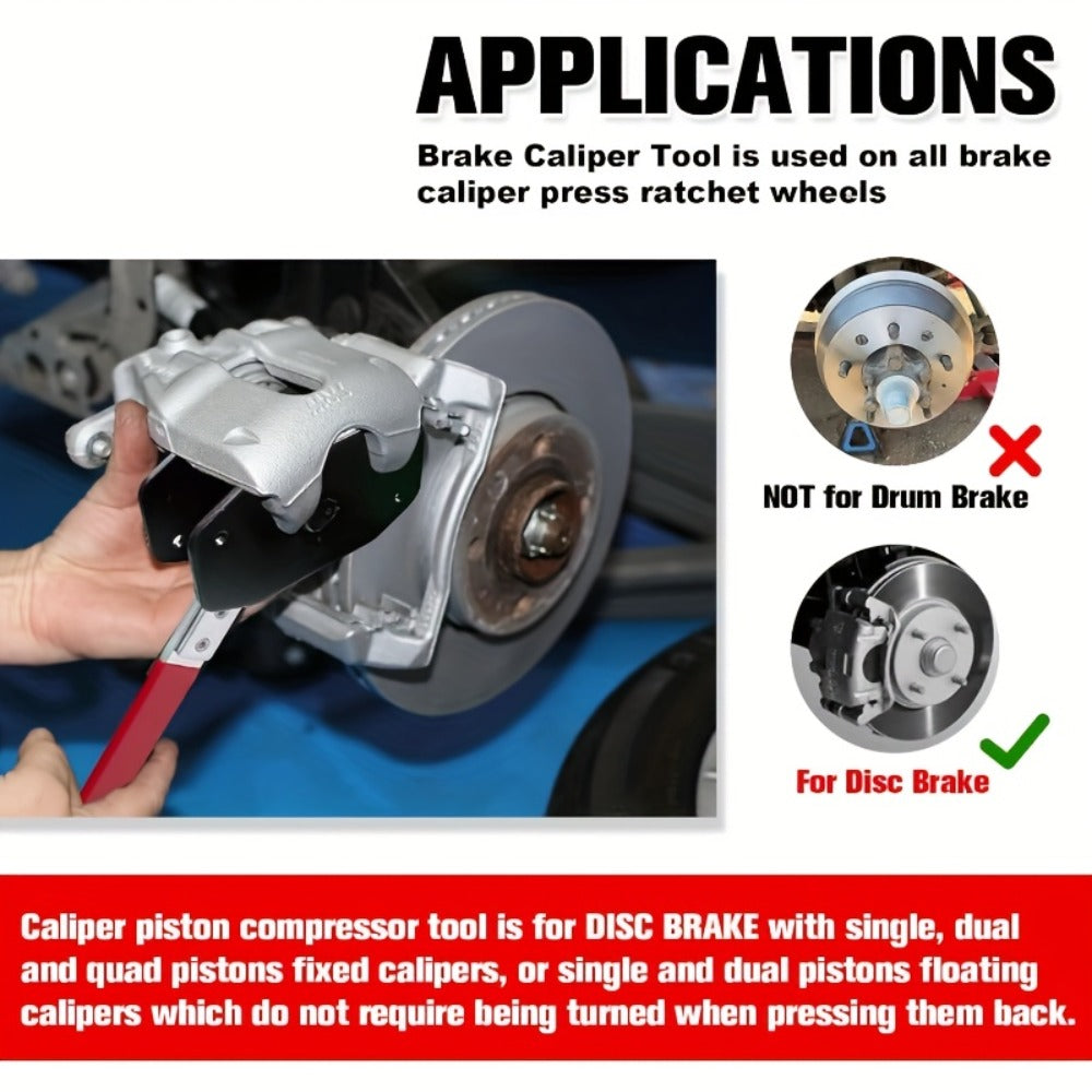 Brake Caliper Piston Compressor Tool with 360° Ratchet Wrench & Hooks – Automotive Brake Maintenance Kit for Car Brake Caliper Pressing, Wind-Back Tool Set for DIY & Professional Mechanics