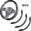 3pcs Carbon Fiber Car Steering Wheel Cover Anti-Skid Segmented Steering Wheel Protector Universal Carbon Fiber Steering Wheel Cover High-Grip ABS Resin Snap-On Design No Inner Circle Sleek Automotive Steering Wheel Protection