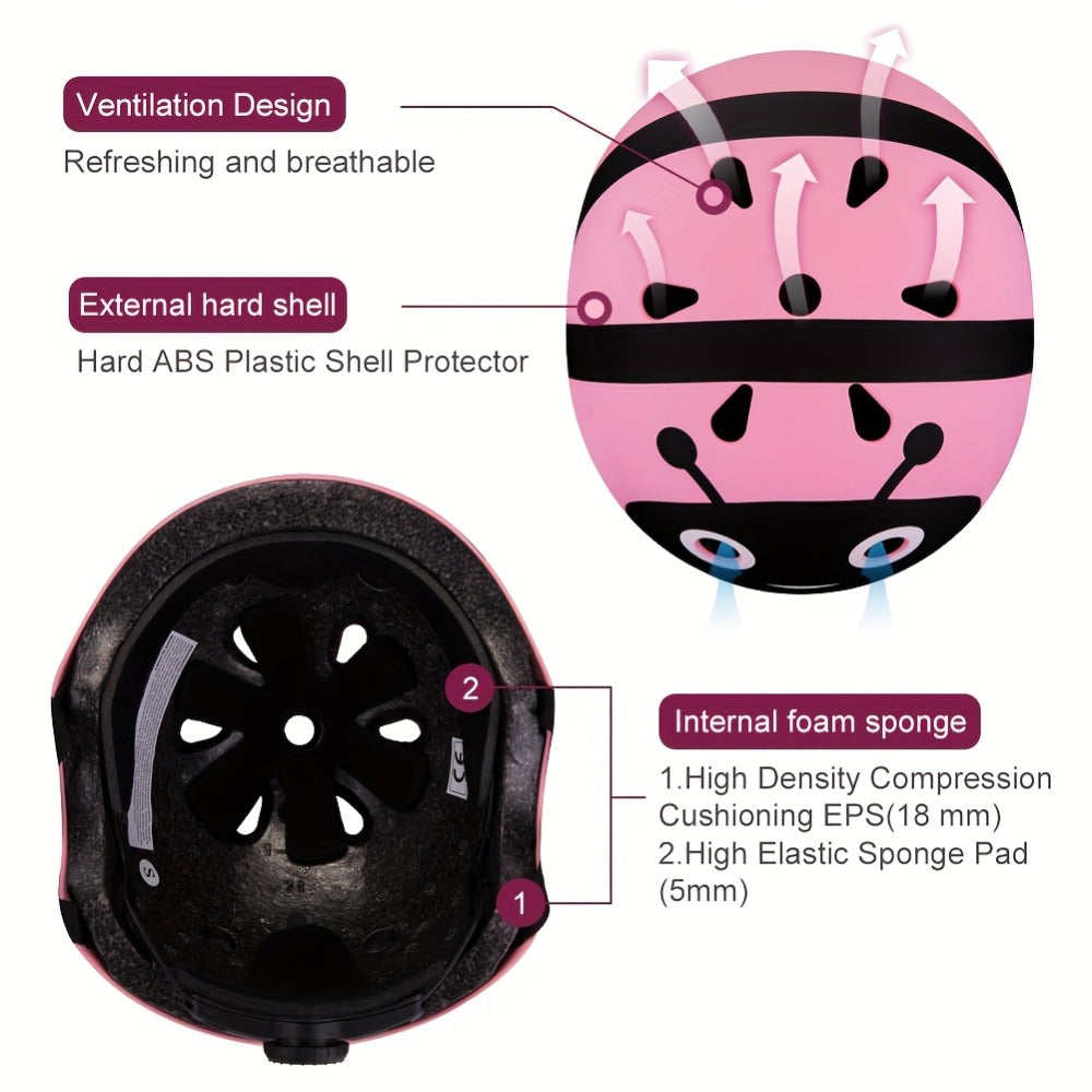 Kids Bike Helmet & Protective Gear Set 7-Piece for Ages 2-8 Boys Girls Adjustable Helmet Knee Elbow Wrist Pads for Cycling Skating Scooter Birthday Gift