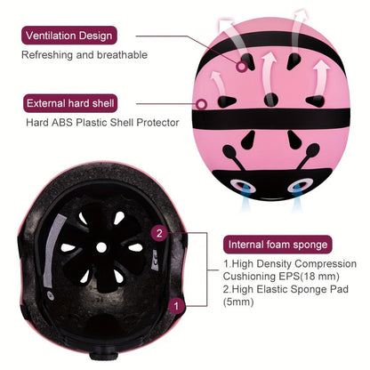 Kids Bike Helmet & Protective Gear Set 7-Piece for Ages 2-8 Boys Girls Adjustable Helmet Knee Elbow Wrist Pads for Cycling Skating Scooter Birthday Gift