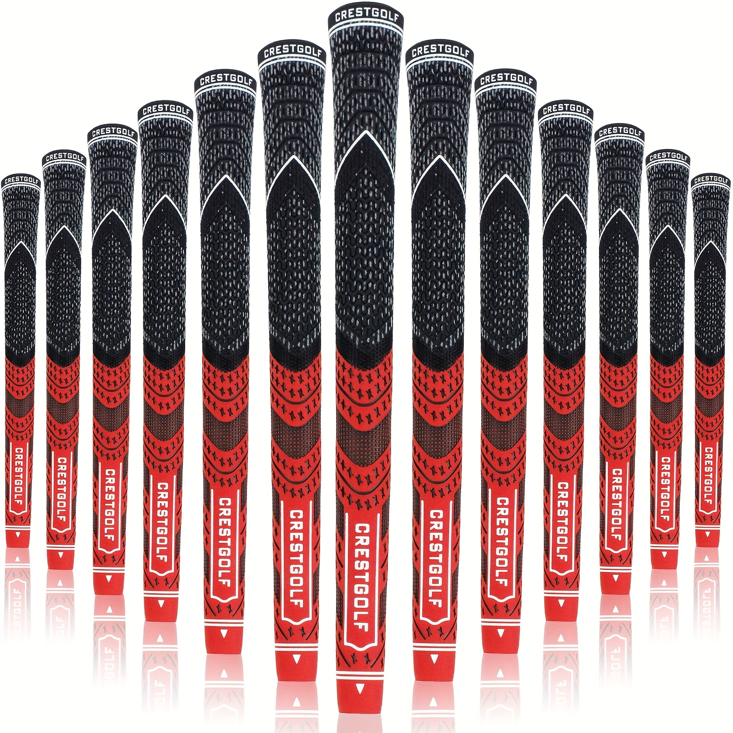 Midsize Golf Grips Set 13 Pack – All Weather Hybrid Rubber Golf Club Grips with Ecological Yarn Thread Technology, Multiple Colors, Fits Full Set of Clubs (Black, White, Red, Orange, Yellow, Blue, Gray)