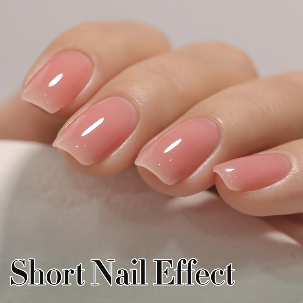 Jelly Gel Nail Polish Sheer Pink Glass Nail Effect 16ml — Semi-Transparent Translucent Neutral Soak-Off UV LED Korean Nail Art Minimalist Everyday Manicure | Buildable Coverage Long-Lasting DIY & Salon