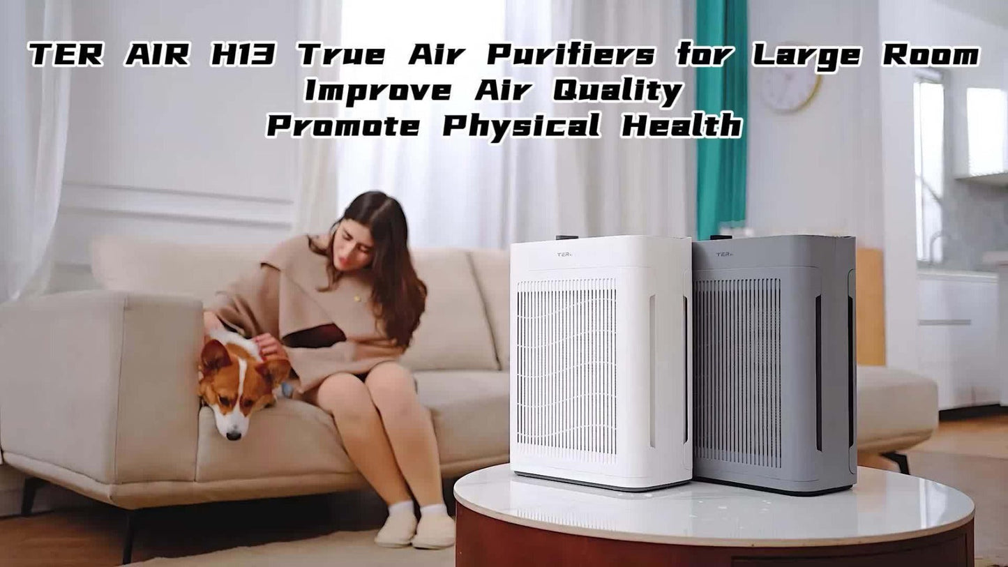 H13 HEPA Air Purifier for Large Room Up to 2500 Sq Ft | Double-Sided Washable Filter, PM2.5 Sensor, 22dB Ultra-Quiet | Air Cleaner for Dust, Pets, Smoke & Pollen | Bedroom & Home | White & Grey