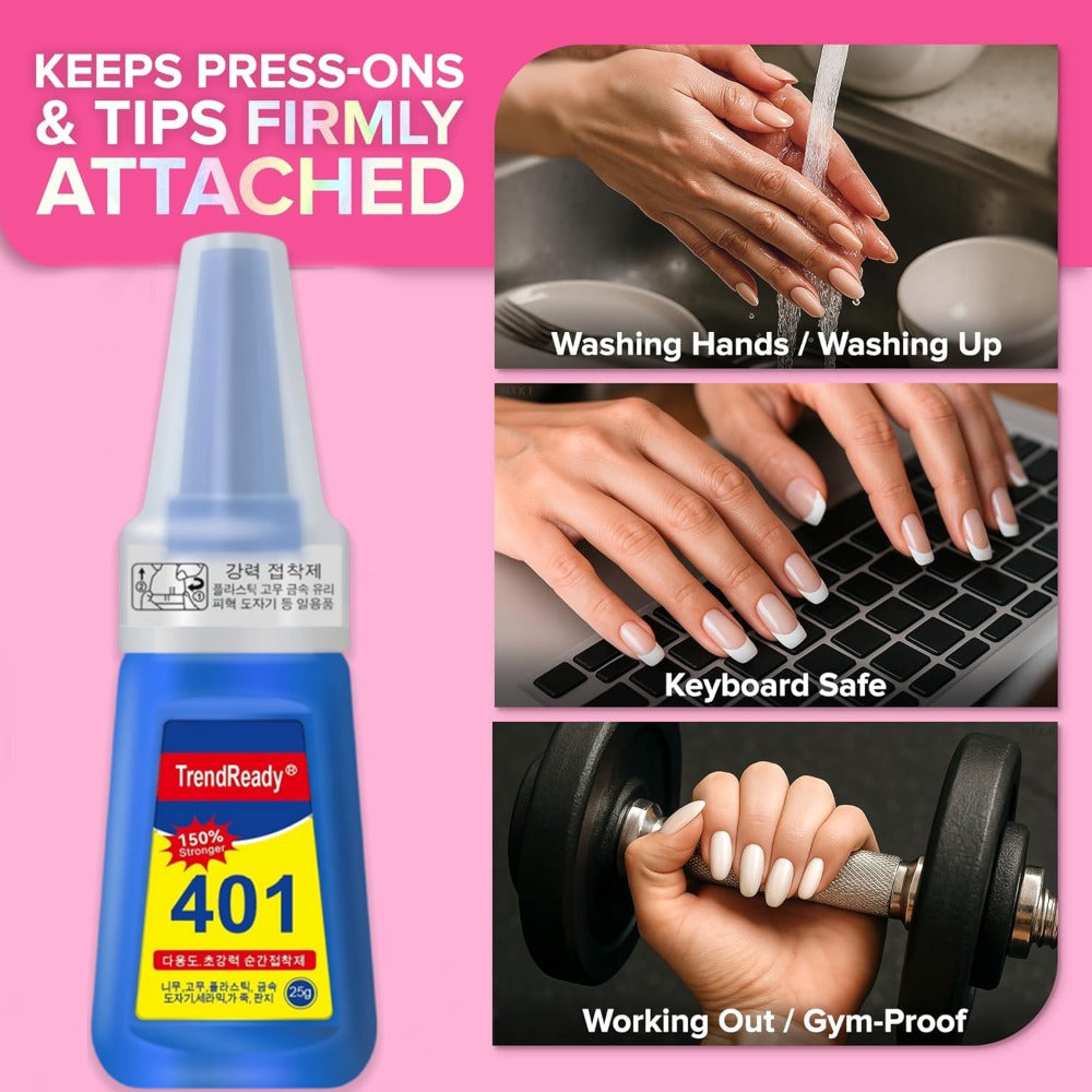Professional Nail Glue 25g Extra Strong 30+ Days Hold for Press On Nails Acrylic Tips Fake Nail Extensions - Quick Dry Waterproof Smudge Proof Salon Quality Bond Multi-Pack Women DIY Manicure Kit