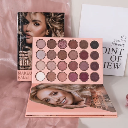 Eyeshadow Palette Book Style SHCOETY 4-in-11 Makeup Kit | 24-Color Eyeshadow + 6-Color Highlighter + 6-Color Blush + 7-Color Contour | Folding Magazine Design | All Skin Tones