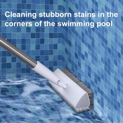 Cleaning Brush with Long Handle 180° Rotating Double-Sided Stiff Bristles Floor Scrub Brush for Bathroom Kitchen Patio Tile Shower Outdoor Heavy Duty Multi-Purpose Scrubber with Stainless Steel Handle
