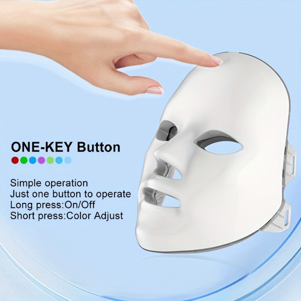Portable 7-Color LED Facial Mask Device – USB Rechargeable Home Beauty Skincare Tool for Face Care, Anti-Aging & Acne, Perfect Gift for Girlfriend & Valentine's Day