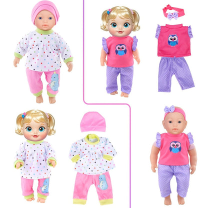 10-Set Baby Doll Clothes for 10 12 14 Inch Dolls – Variety Fashion Outfits Set, Soft Safe Fabric, Easy On Off, Birthday Christmas Gift for Girls Ages 3+ (Doll Not Included)