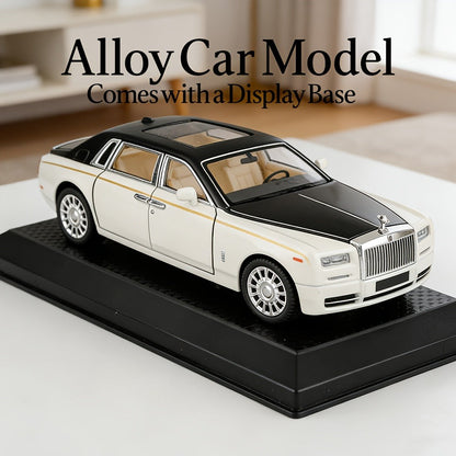 Collectible Diecast Car Model Zinc Alloy with Display Base & Openable Doors – Highly Detailed Static Decoration for Home Office Desk, Gift for Car Enthusiasts (White / Black / Pink)
