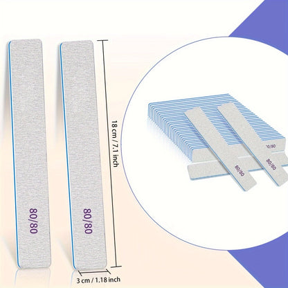 Professional Nail Files 50pcs Bulk Set Double Sided Emery Boards – 80/80, 100/100 & 100/180 Grit Options for Acrylic, Gel & Natural Nails | Washable Reusable Nail Shaping Tools for Home & Salon