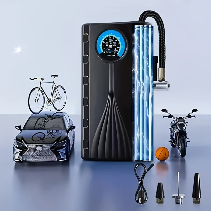 Ultra-Fast Inflatable Portable Air Compressor, Tire Inflation Pump, 12V, Pointer Display Precise Pressure. Suitable for Cars, Motorcycles, Bicycle Tire Inflation, Outdoor Air Cushions, Ball Inflation, Battery-Free