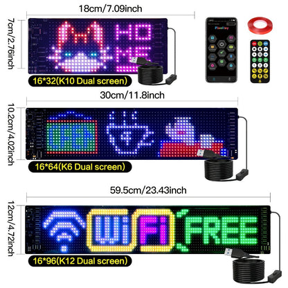 LED Scrolling Display Board with Bluetooth App Control, USB Powered Programmable RGB Matrix Panel for Text, Patterns & Animations, Indoor Sign for Shop, Bar, Hotel, Gas Station, Restaurant, Movie Screen