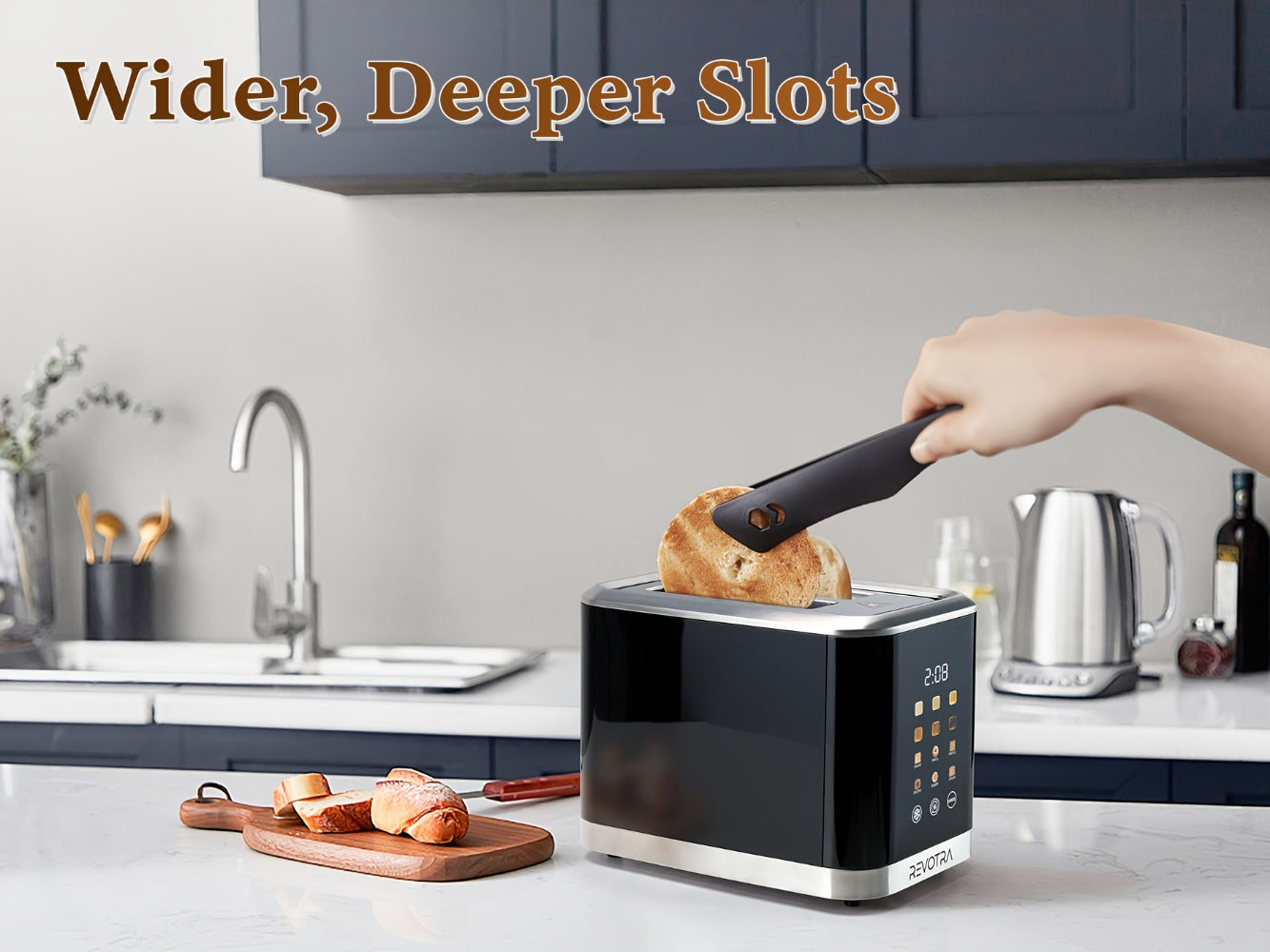 Stainless Steel Toaster 2 Slice with LED Display & Extra Wide Slots – 6 Shade Settings, Defrost Reheat Cancel Functions, Removable Crumb Tray, Compact Design for Bagels, Waffles & Bread