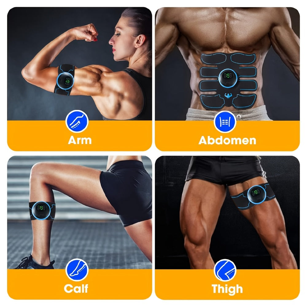 EMS Muscle Stimulator Abdominal Training Belt, Electronic Ab Toner for Whole Body Fitness & Strength Training, Exercise Equipment for Men & Women – 3 Machines + 3 Patches Included
