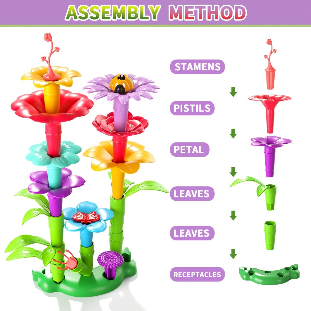 Flower Garden Building Toys for Kids 235 Pieces – STEM Educational Activity Brick Set Creative Floral Construction Toy for Boys & Girls Ages 3+, Best Birthday Easter Christmas Holiday Gift