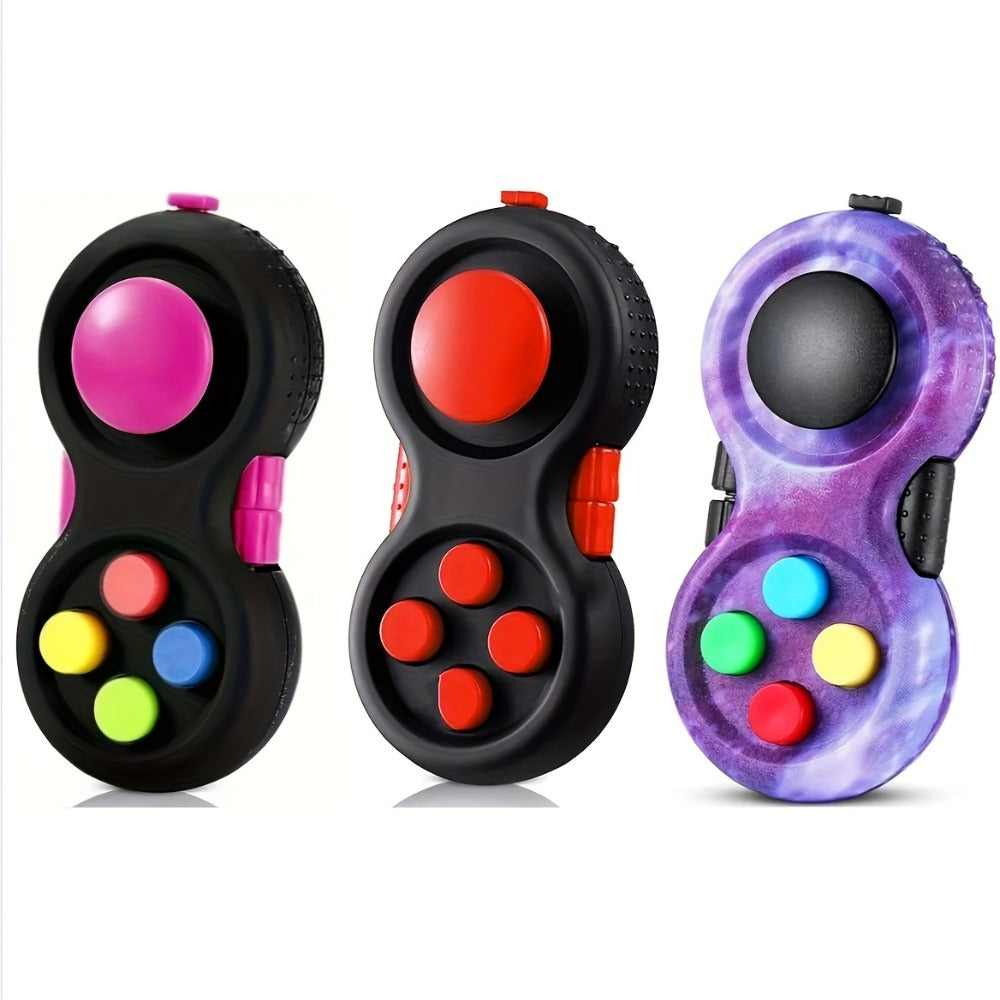 Fidget Controller Cube 3-Pack – 8 Fidget Options Stress Relief Toy for Kids Adults ADHD Anxiety | Clickable Buttons Joystick Roller Assorted Colors