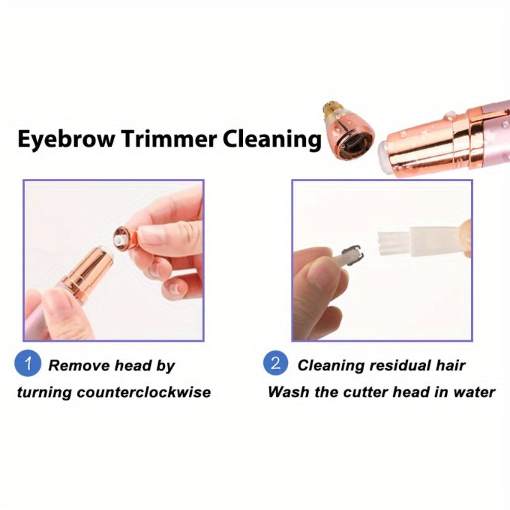 Electric Eyebrow Trimmer for Women 2 Pack, USB Rechargeable Painless Precision Eyebrow Razor Pen, Portable Hair Remover for Face Lip Leg Armpit – Pink White Colorful