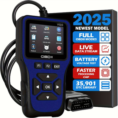 OBD2 Scanner Diagnostic Tool with 35,901 DTC Library – Check Engine Code Reader, I/M Readiness, Mode 6 & 8, Live Data, O2 Sensor Test, Battery Voltage, Compatible with 98% OBDII Vehicles Since 1996, 10 Languages