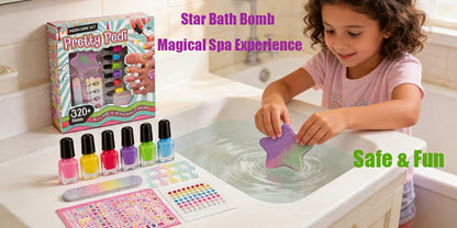 Pedicure Play Set for Girls 8+ – 320+ Pieces Pretend Spa Kit with Colorful Nail Polishes & Stickers | Girls Self Care Party Toy | Best Birthday Christmas Gift for Kids Tweens