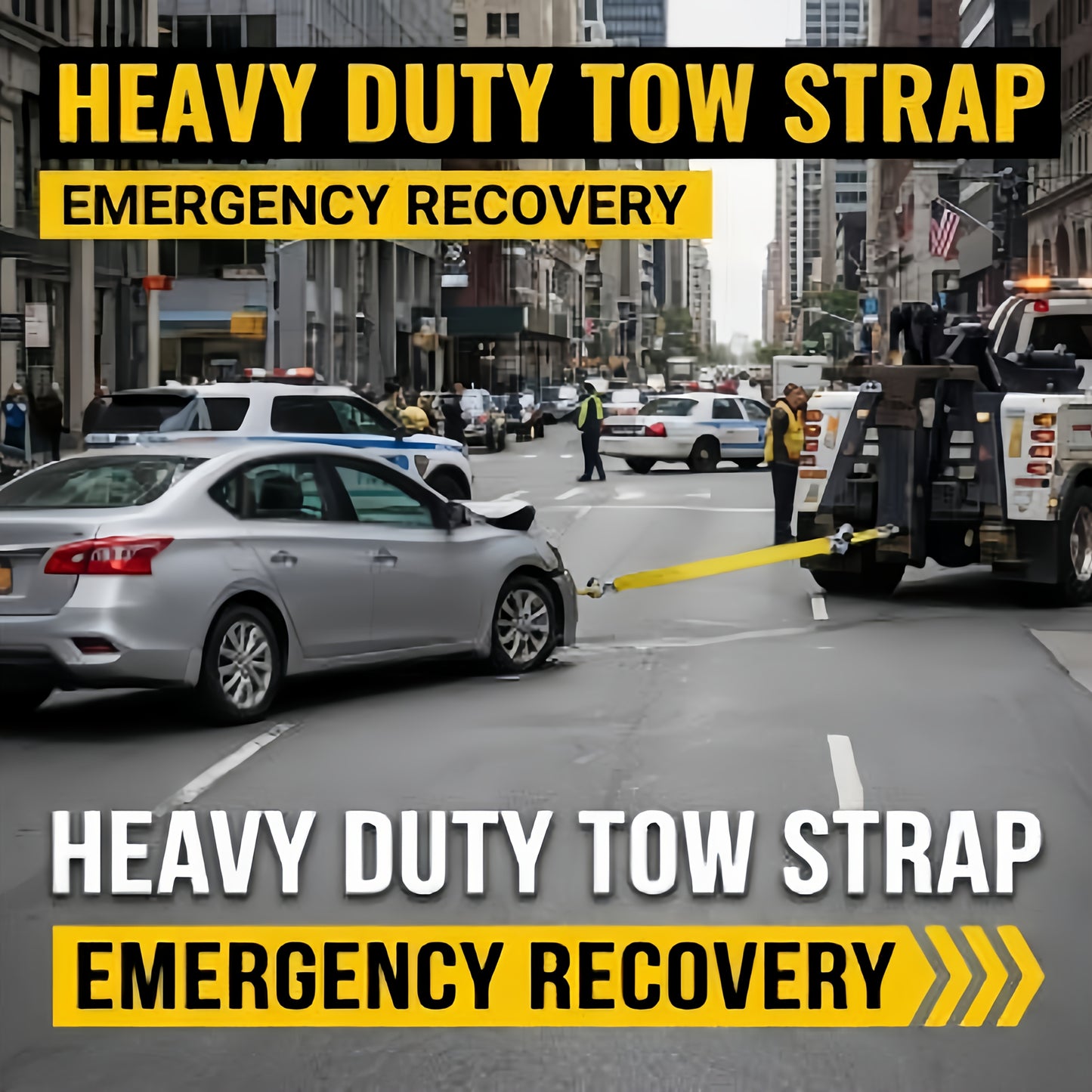 Heavy-duty Trailer Winch Strap, 4 Meters 13 Feet, 1.3 Tons, 11, 000 Pounds Capacity, Equipped With Forged Steel Hook, Suitable For Emergency Vehicle Rescue Ropes For SUV Trucks, Pickup Trucks, Etc., Essential Kit For Off-road Rescue Towing Equipment