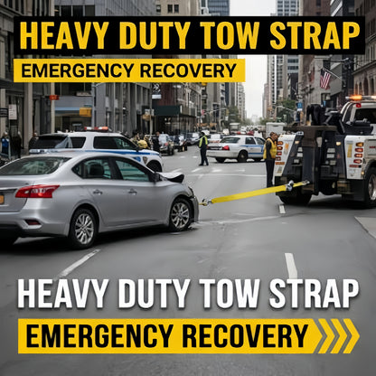 Heavy-duty Trailer Winch Strap, 4 Meters 13 Feet, 1.3 Tons, 11, 000 Pounds Capacity, Equipped With Forged Steel Hook, Suitable For Emergency Vehicle Rescue Ropes For SUV Trucks, Pickup Trucks, Etc., Essential Kit For Off-road Rescue Towing Equipment