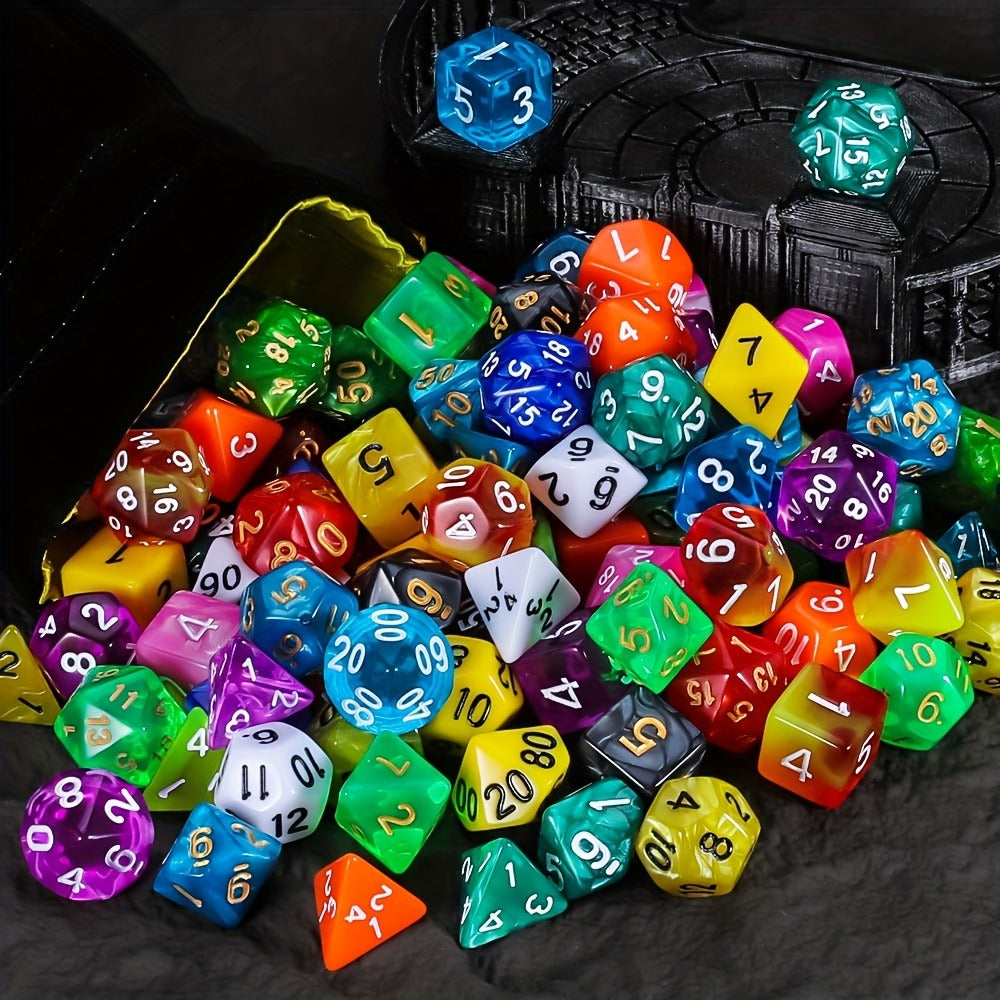 Polyhedral Dice Set 105 Pieces 15 Sets of 7 – D4 D6 D8 D10 D12 D20 in 15 Vibrant Colors with Large Drawstring Bag, for Dungeons & Dragons DND RPG MTG Pathfinder Tabletop Games, Dungeon Master Gift