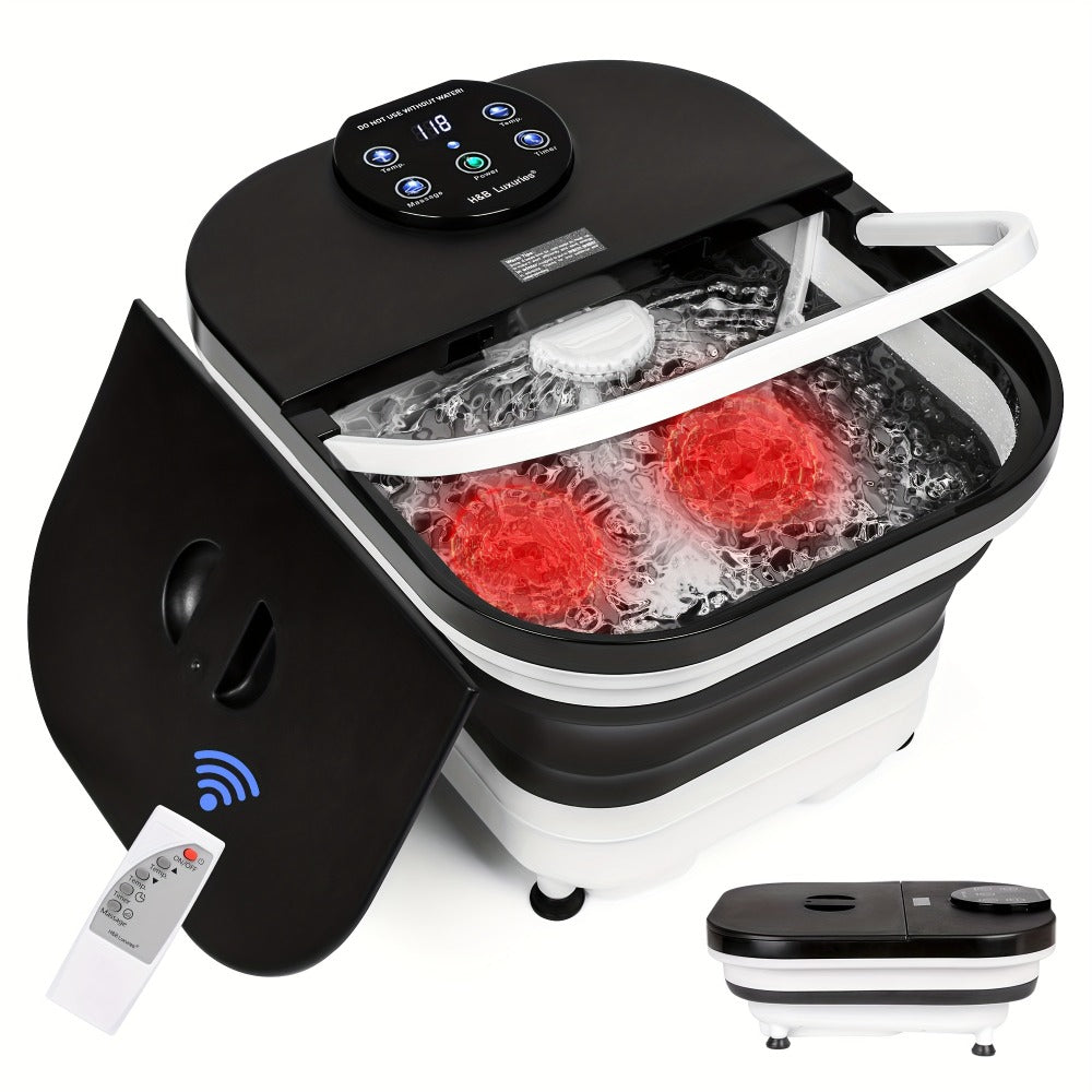 Foldable Foot Spa Bath with 20 Massage Rollers – Touchscreen Temperature Display, Remote Control & Shower Sprayer | Space-Saving Electric Foot Soak Tub for Home Relaxation, Heartfelt Gift for Women