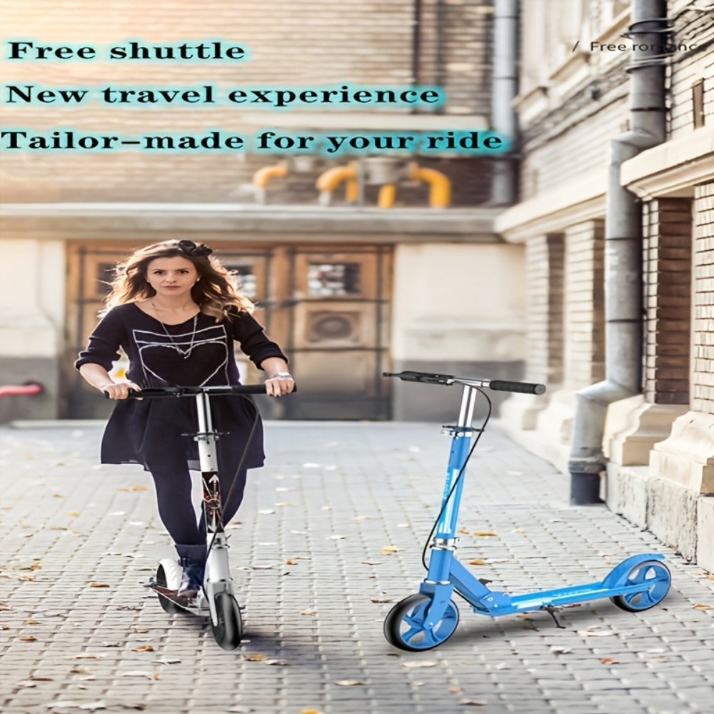Foldable Commuter Scooter for Adults and Teens – 4-Gear Adjustable Height Double Brake Lightweight 2-Wheel Kick Scooter 220 lb Capacity, Eco-Friendly Gift for Youth Ages 14 and Up (White)