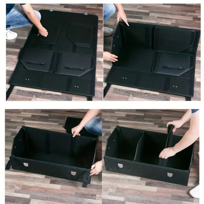 Car Trunk Organizer with Lid - 12.15 Gallon Collapsible Multi-Compartment Storage for Auto, SUV, Truck & Minivan