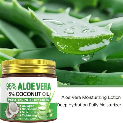 Aloe Vera Collagen Face Cream 2 Pack Hyaluronic Acid Coconut Oil Deep Hydrating Firming Anti-Aging Moisturizer for Dry Skin Tightening Soothing Daily Skincare for Women All Skin Types