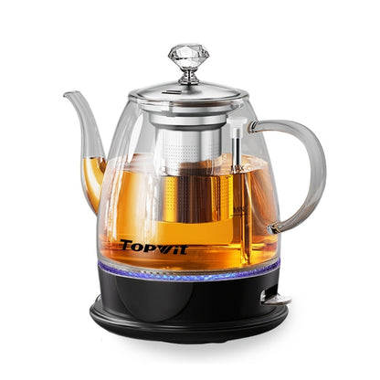 Pour Over Glass Electric Kettle with Removable Stainless Steel Tea Infuser – 1L 33.81oz BPA-Free Dual-Purpose Hot Water Kettle for Tea & Coffee, Auto Shut-Off & Boil-Dry Protection, Elegant Countertop Design